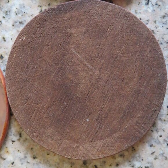 Set 6 Peruvian Coasters Wood Handpainted Vintage (K711) - Picture 6 of 8